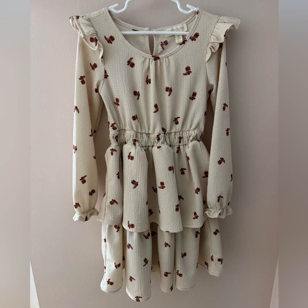 Cynthia Rowley Cream and Brown Cowboy Boot Kids Dress- Girls size 6